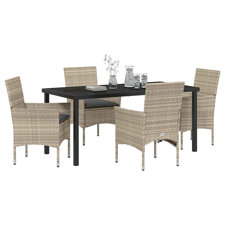 Have Spisebordssæt med pude 5 pcs Lysegrå polyrattan
