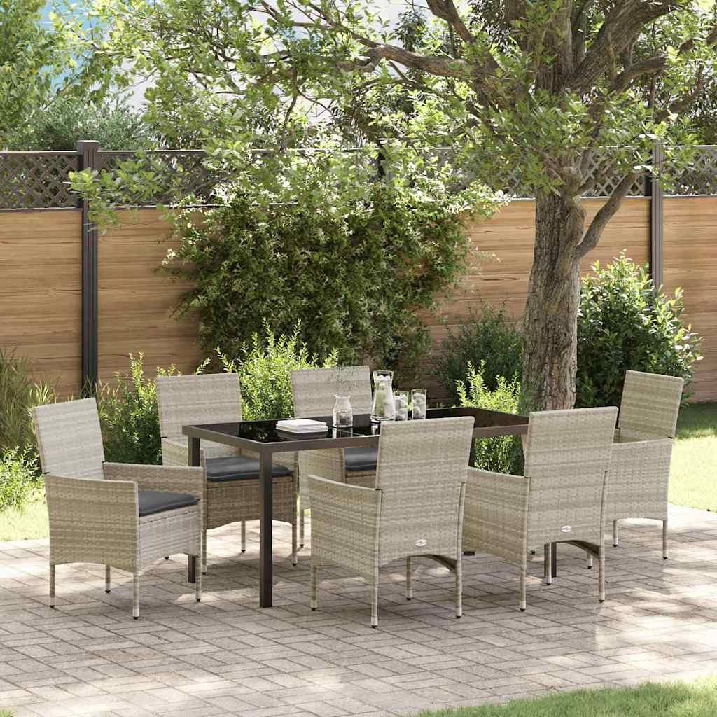 Have Spisebordssæt med pude 7 pcs Lysegrå polyrattan