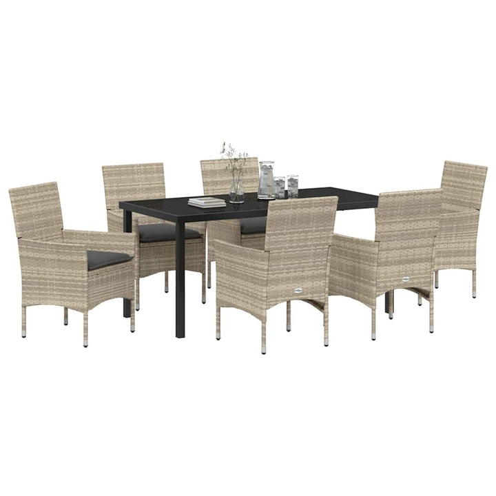 Have Spisebordssæt med pude 7 pcs Lysegrå polyrattan