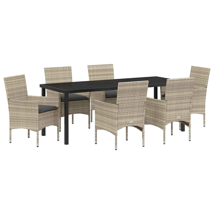 Have Spisebordssæt med pude 7 pcs Lysegrå polyrattan