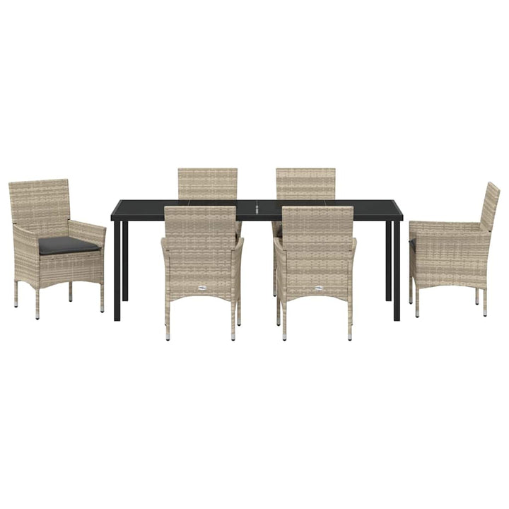 Have Spisebordssæt med pude 7 pcs Lysegrå polyrattan