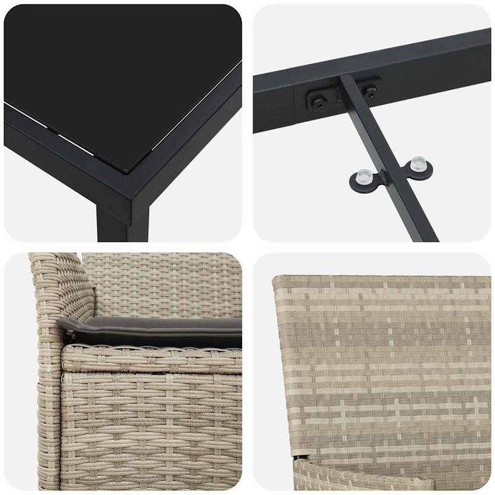 Have Spisebordssæt med pude 9 pcs Lysegrå polyrattan