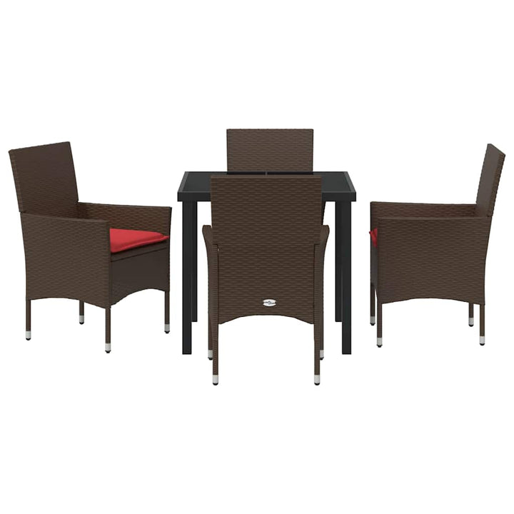 Bord- og stol sæt med pude 5 pcs Brun PE Rattan