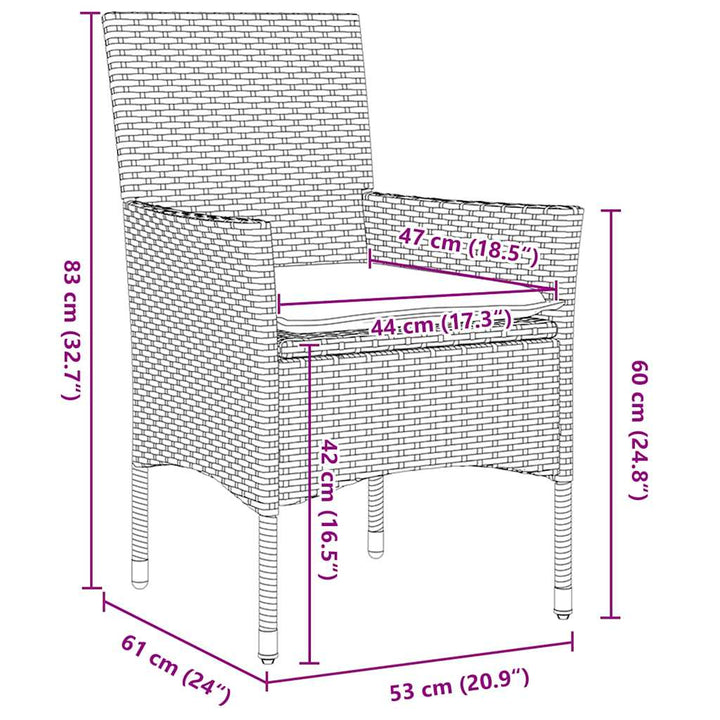 Bord- og stol sæt med pude 5 pcs Brun PE Rattan