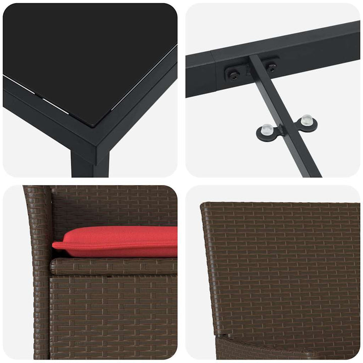 Bord- og stol sæt med pude 5 pcs Brun PE Rattan