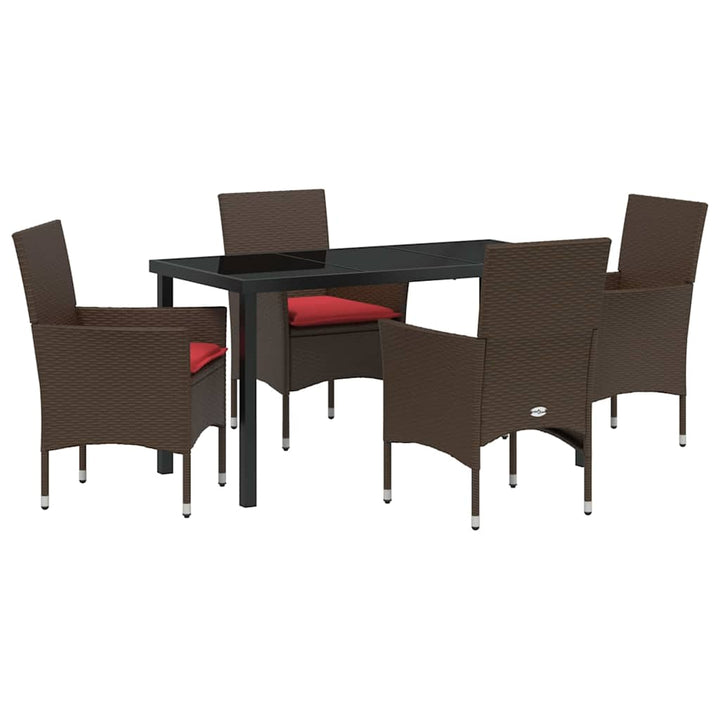 Bord- og stol sæt med pude 5 pcs Brun PE Rattan
