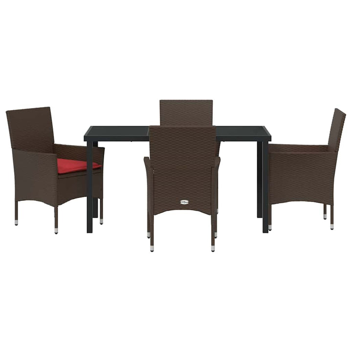 Bord- og stol sæt med pude 5 pcs Brun PE Rattan
