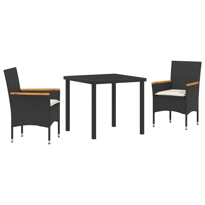Have Spisebordssæt med pude 3 pcs Sort polyrattan