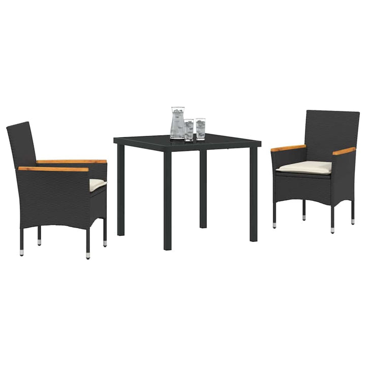 Have Spisebordssæt med pude 3 pcs Sort polyrattan