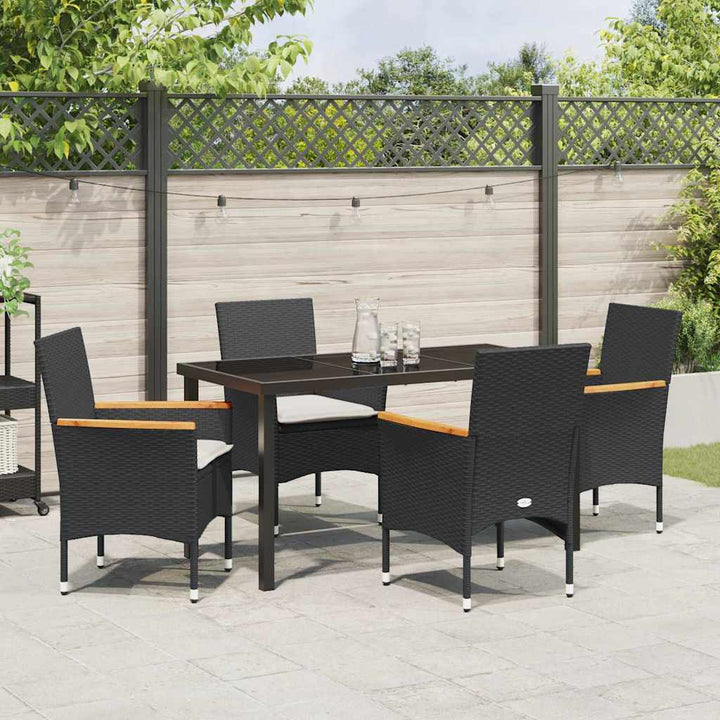 Have Spisebordssæt med pude 5 pcs Sort polyrattan