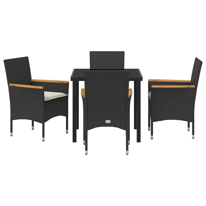 Have Spisebordssæt med pude 5 pcs Sort polyrattan