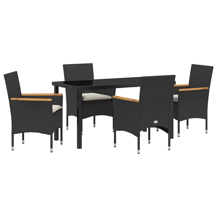 Have Spisebordssæt med pude 5 pcs Sort polyrattan