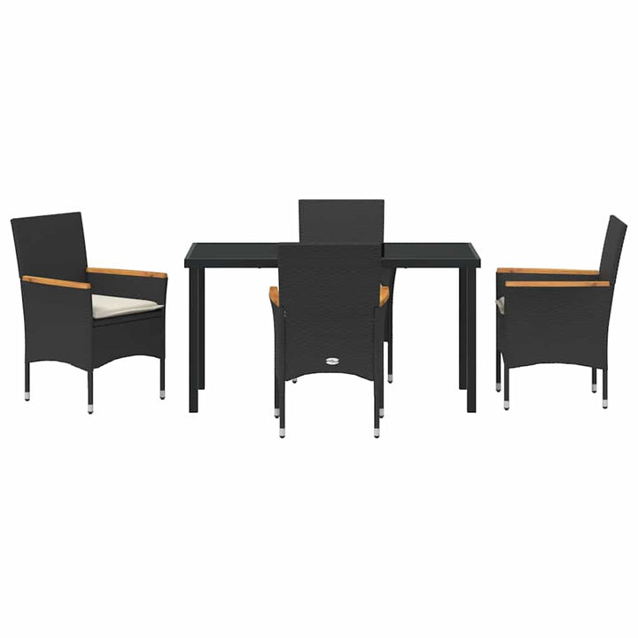 Have Spisebordssæt med pude 5 pcs Sort polyrattan