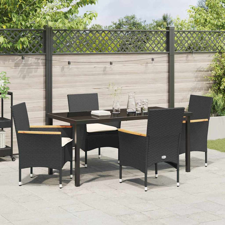 Have Spisebordssæt med pude 5 pcs Sort polyrattan