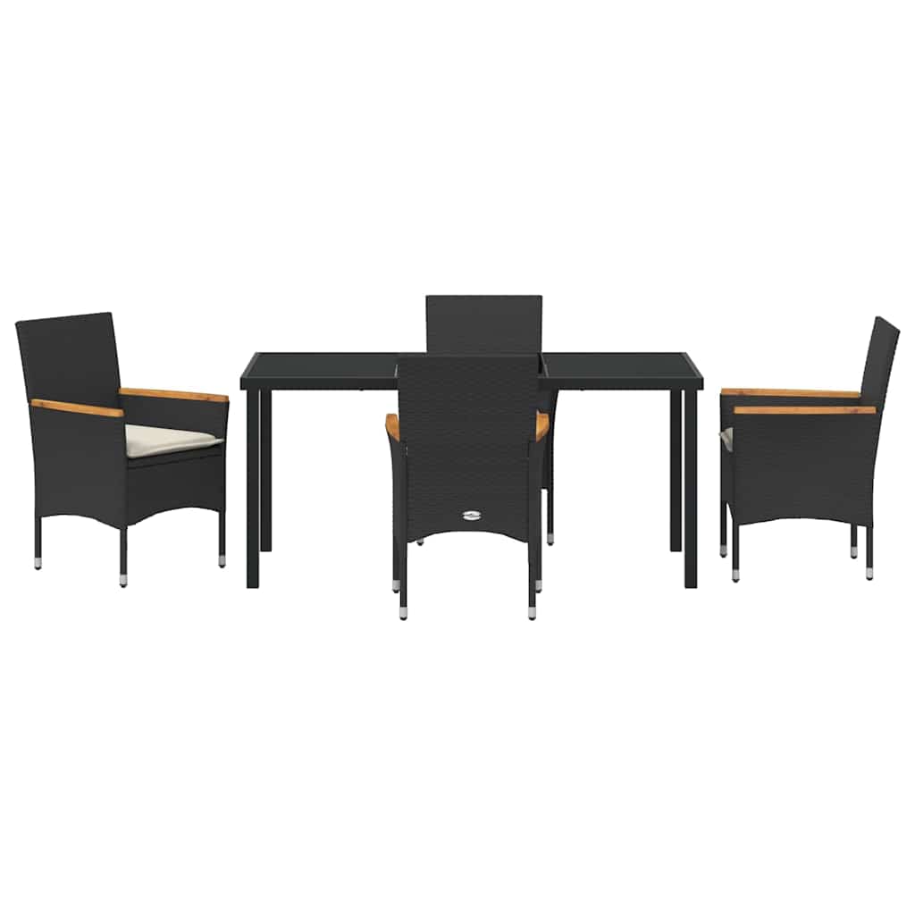 Have Spisebordssæt med pude 5 pcs Sort polyrattan