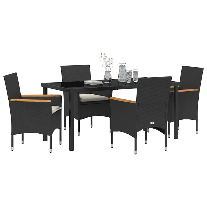 Have Spisebordssæt med pude 5 pcs Sort polyrattan