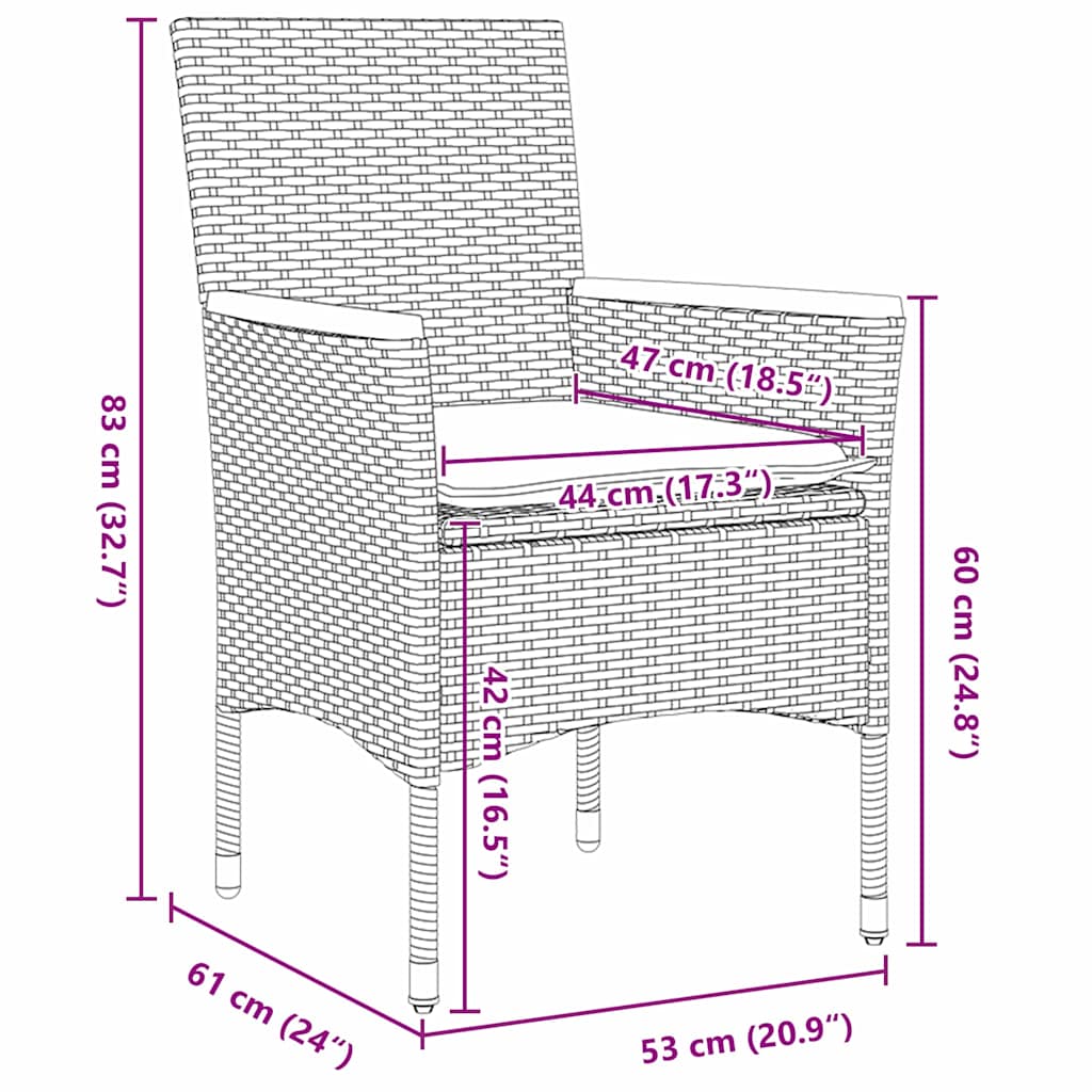 Have Spisebordssæt med pude 5 pcs Sort polyrattan
