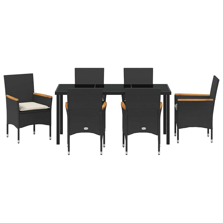 Have Spisebordssæt med pude 7 pcs Sort polyrattan