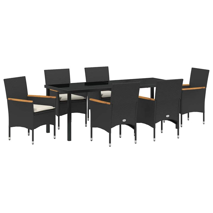 Have Spisebordssæt med pude 7 pcs Sort polyrattan