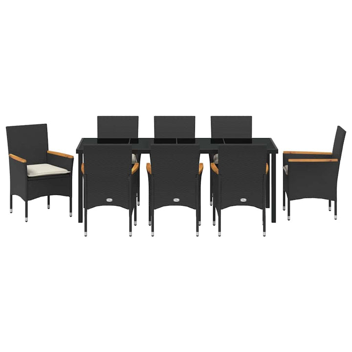 Have Spisebordssæt med pude 9 pcs Sort polyrattan