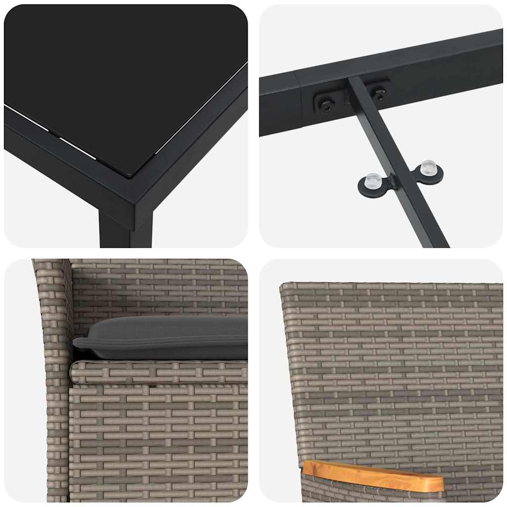 Have Spisebordssæt med pude 3 pcs Grå polyrattan