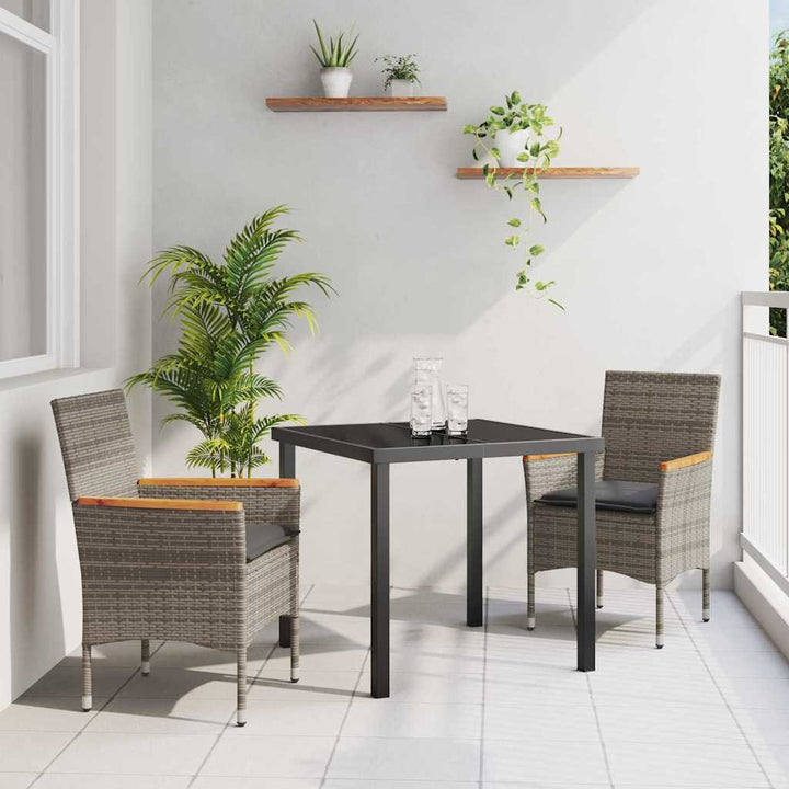 Have Spisebordssæt med pude 3 pcs Grå polyrattan