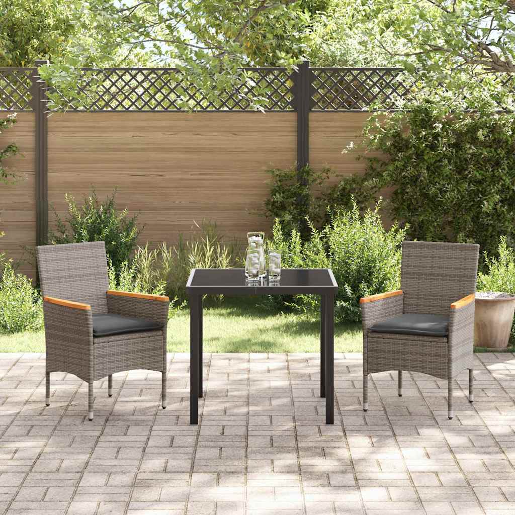 Have Spisebordssæt med pude 3 pcs Grå polyrattan