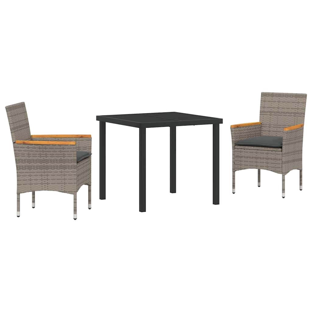 Have Spisebordssæt med pude 3 pcs Grå polyrattan