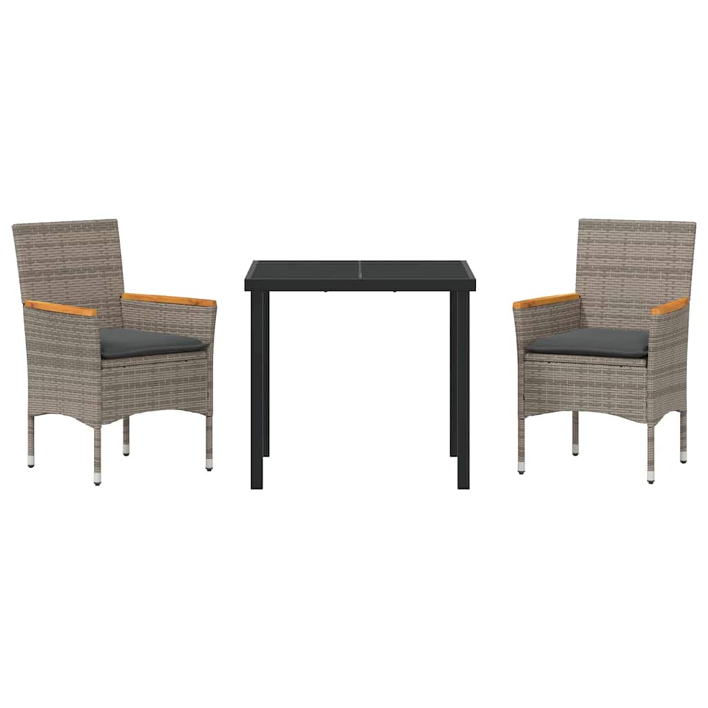 Have Spisebordssæt med pude 3 pcs Grå polyrattan