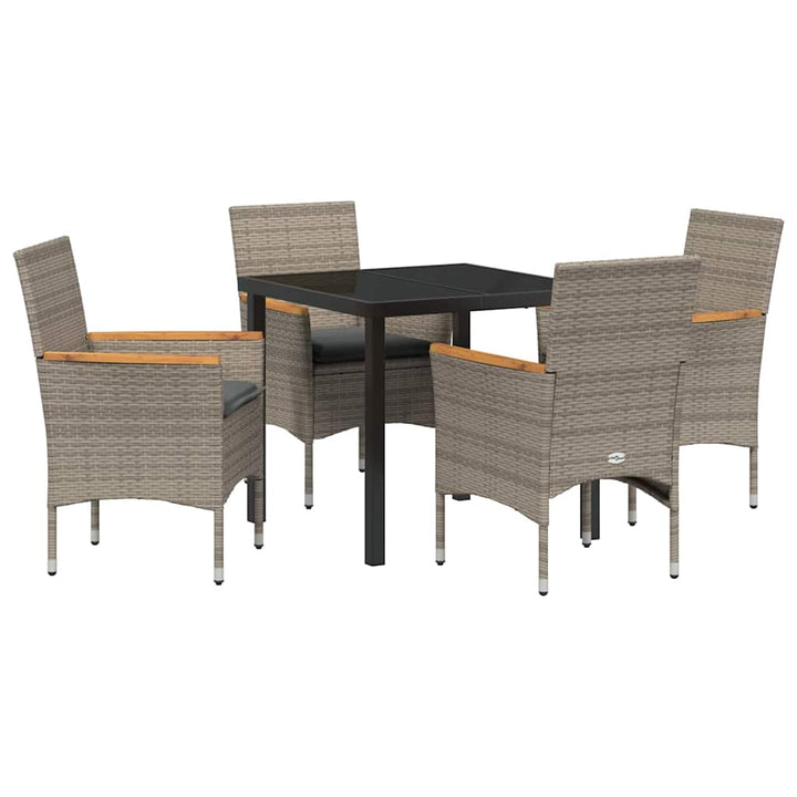 Have Spisebordssæt med pude 5 pcs Grå polyrattan