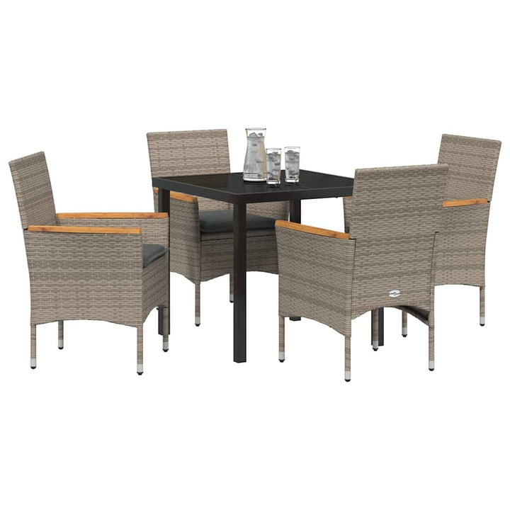 Have Spisebordssæt med pude 5 pcs Grå polyrattan