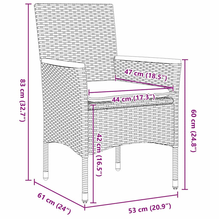 Have Spisebordssæt med pude 5 pcs Grå polyrattan