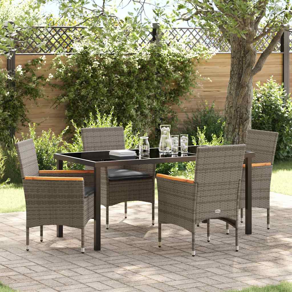 Have Spisebordssæt med pude 5 pcs Grå polyrattan