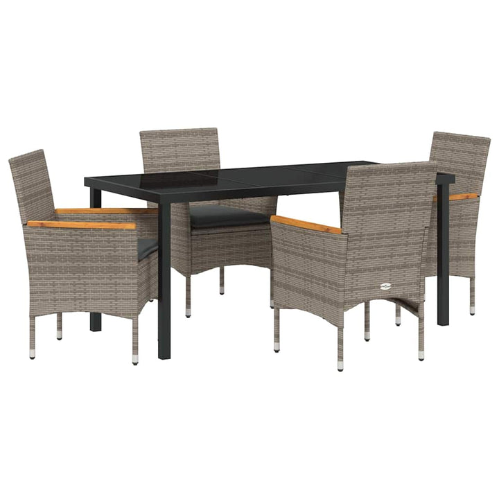 Have Spisebordssæt med pude 5 pcs Grå polyrattan