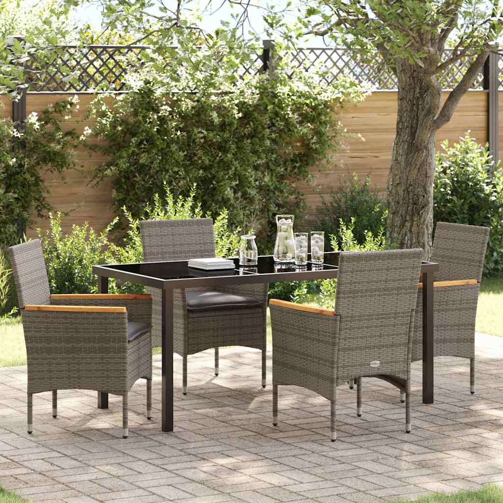 Have Spisebordssæt med pude 5 pcs Grå polyrattan
