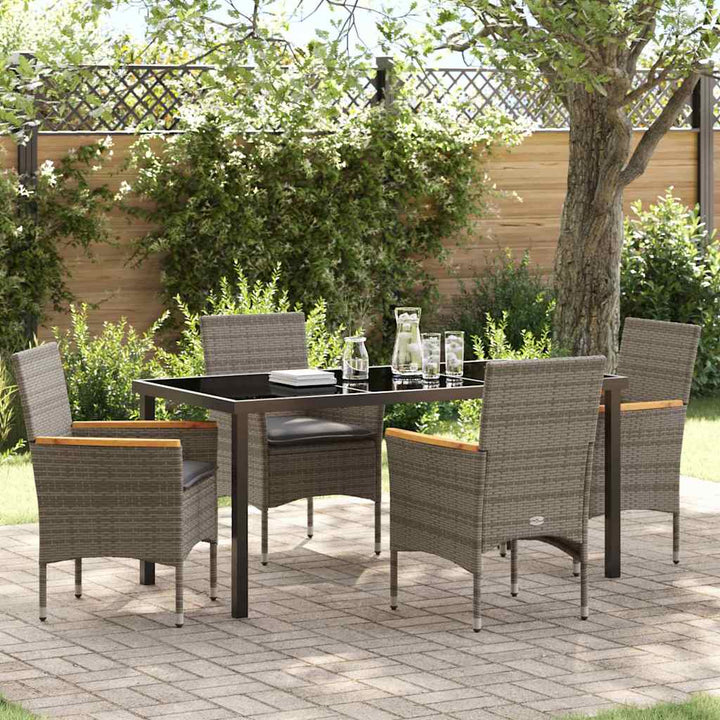 Have Spisebordssæt med pude 5 pcs Grå polyrattan