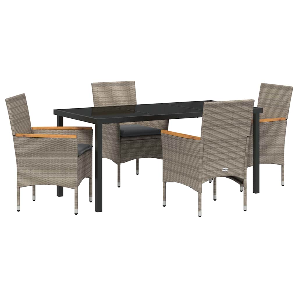 Have Spisebordssæt med pude 5 pcs Grå polyrattan