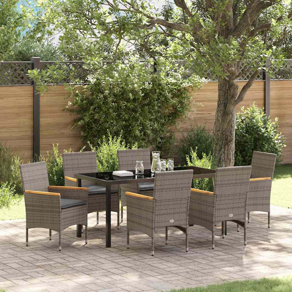 Have Spisebordssæt med pude 7 pcs Grå polyrattan