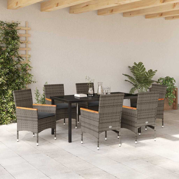 Have Spisebordssæt med pude 7 pcs Grå polyrattan