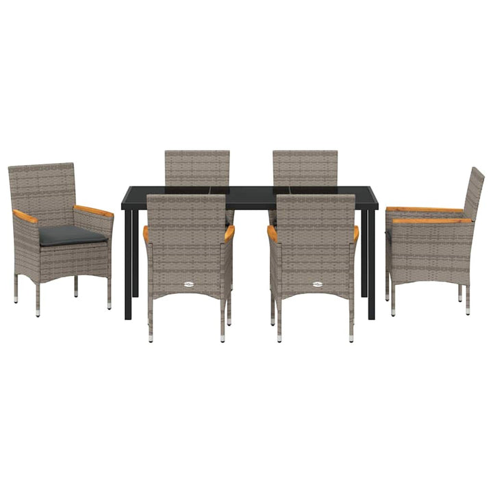 Have Spisebordssæt med pude 7 pcs Grå polyrattan
