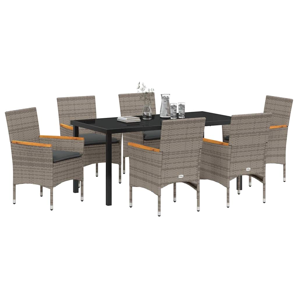 Have Spisebordssæt med pude 7 pcs Grå polyrattan
