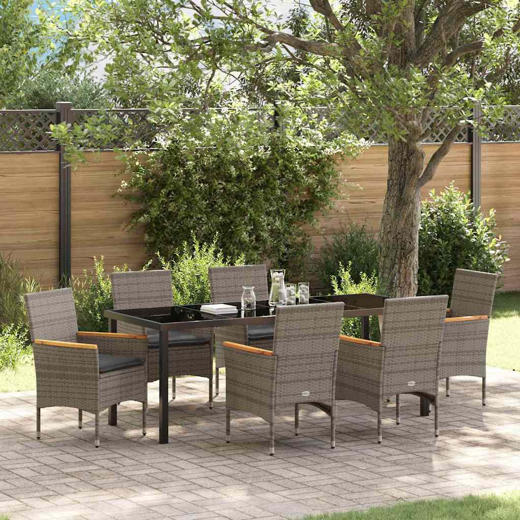 Have Spisebordssæt med pude 7 pcs Grå polyrattan