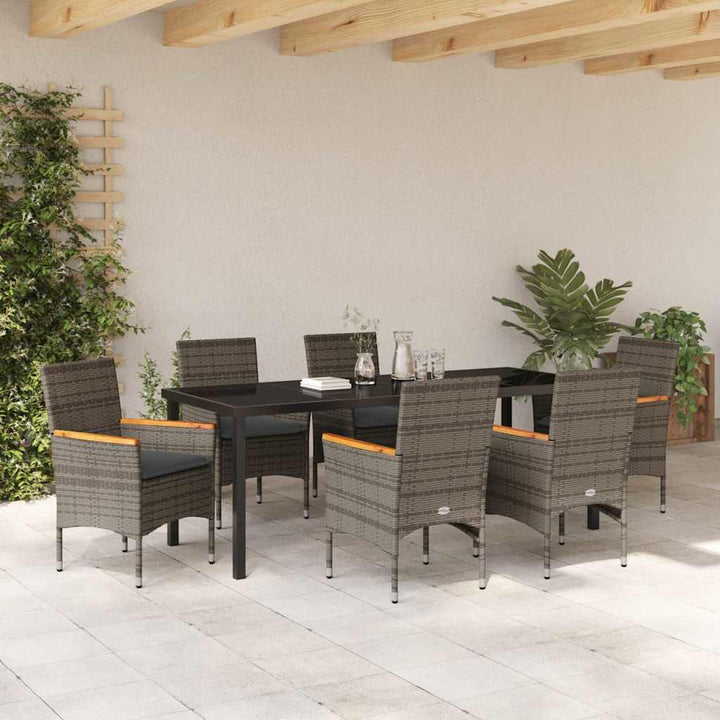 Have Spisebordssæt med pude 7 pcs Grå polyrattan