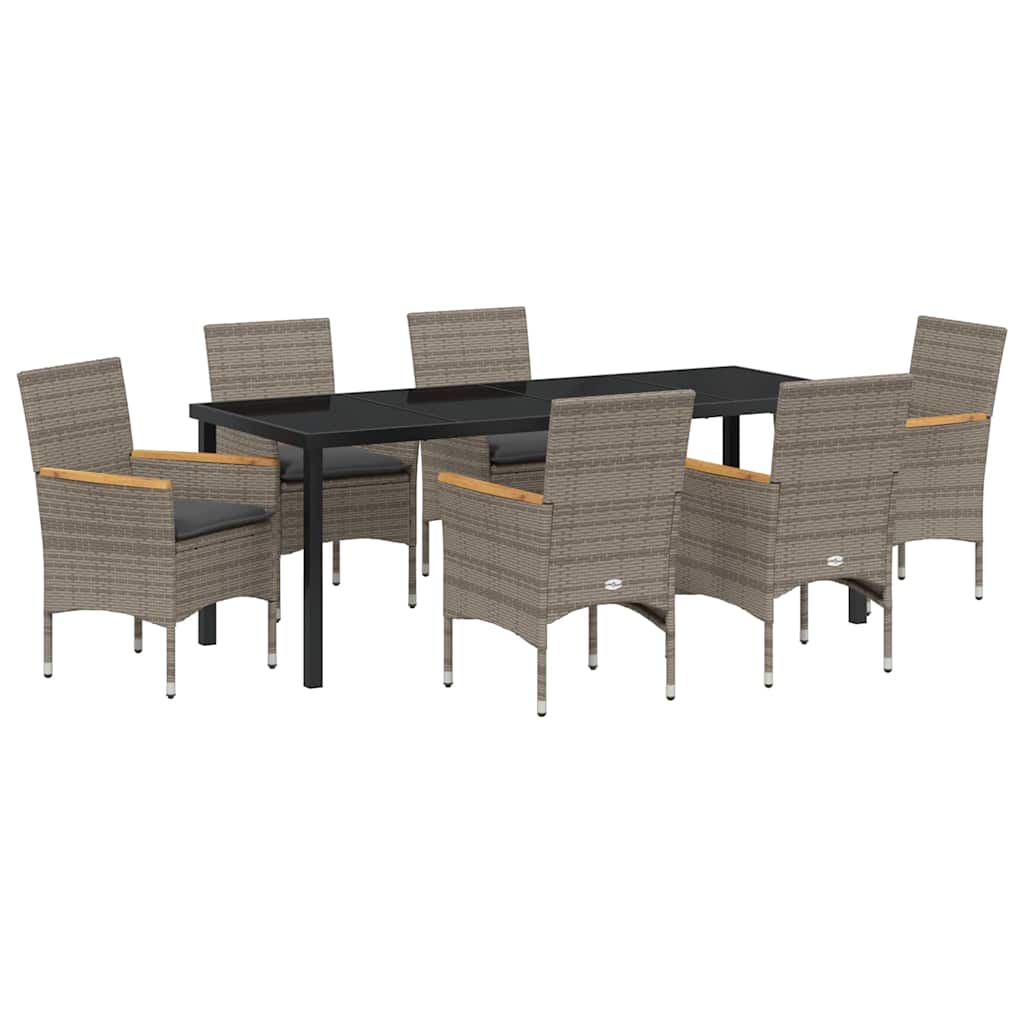 Have Spisebordssæt med pude 7 pcs Grå polyrattan