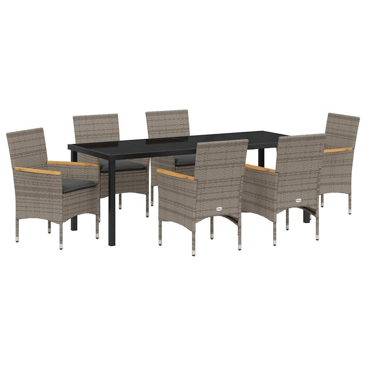 Have Spisebordssæt med pude 7 pcs Grå polyrattan