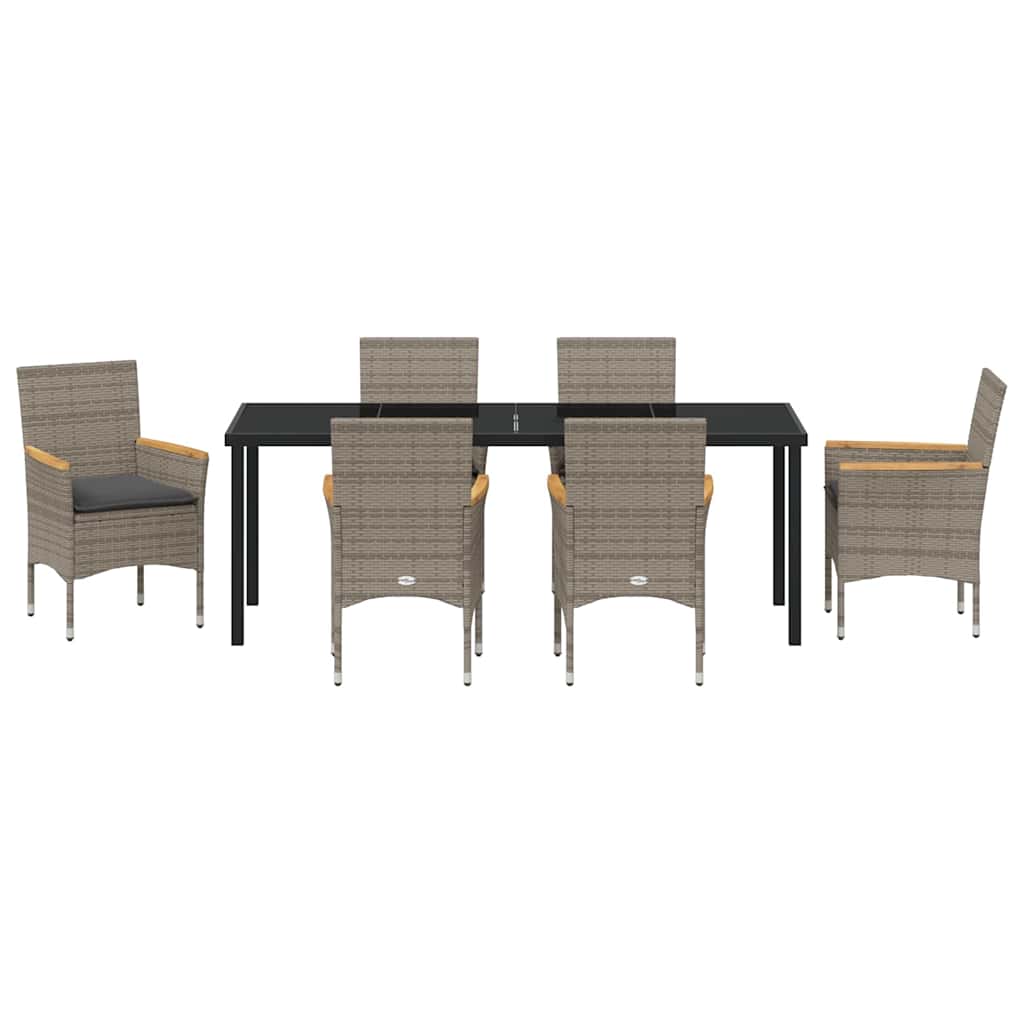 Have Spisebordssæt med pude 7 pcs Grå polyrattan