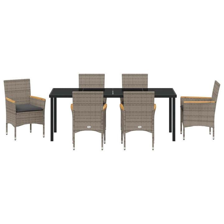 Have Spisebordssæt med pude 7 pcs Grå polyrattan