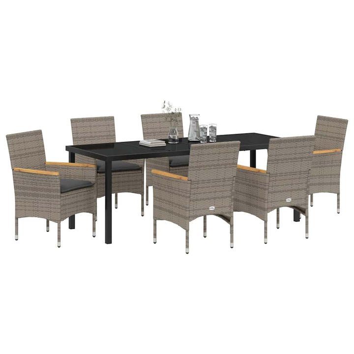 Have Spisebordssæt med pude 7 pcs Grå polyrattan