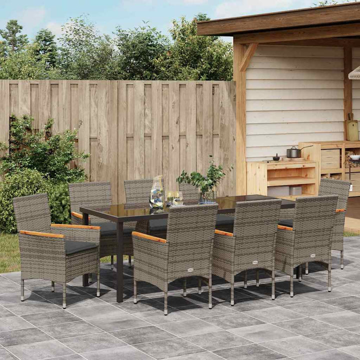 Have Spisebordssæt med pude 9 pcs Grå polyrattan