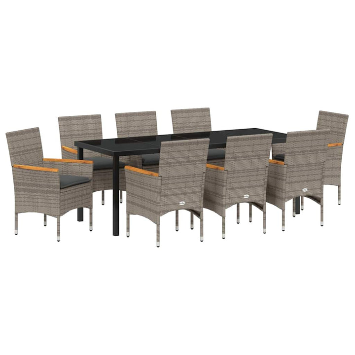 Have Spisebordssæt med pude 9 pcs Grå polyrattan